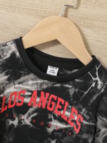 SHEIN 男嬰紮染字母圖案衛衣和衛褲 - 黑與白 - 查看 4