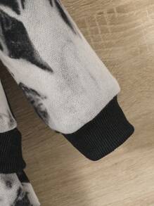 SHEIN 男嬰紮染字母圖案衛衣和衛褲 - 黑與白 - 查看 6