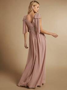 SHEIN Belle Contrast Lace Split Thigh Bridesmaid Dress