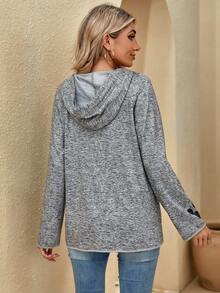 SHEIN LUNE Letter Graphic Kangaroo Pocket Drawstring Hoodie - Multicolor - View 2