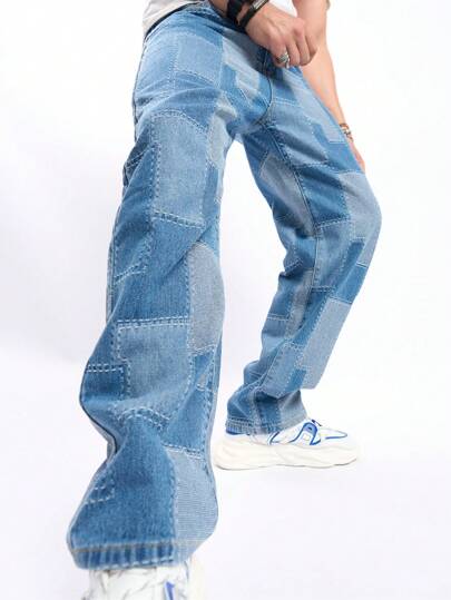 Manfinity EZcore Jeans droits avec poche oblique de couleur contrastée pour hommes