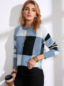 EMERY ROSE Colour Block Drop Shoulder Jumper - Multicolor - View 4