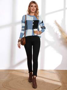 EMERY ROSE Colour Block Drop Shoulder Jumper - Multicolor - View 5