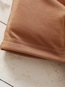 Baby Boy Letter Graphic Bow Front 2 In 1 Romper - Brown - View 6