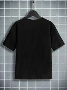 SHEIN Cậu bé Tween 1 Miếng Hợp thời Giải trí Biến đổi dần Mô hình sư tử In Ngắn tay Áo thun Cho mùa hè - màu đen - Xem 2