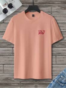 Manfinity LEGND Nam Mắt & Đồ họa Khẩu hiệu Áo thun Thả vai - Màu Hồng  San hô - Xem 3