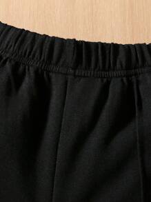 SHEIN 男小童拼接側邊接縫拉鏈開襟夾克和運動褲 - 黑色 - 查看 3