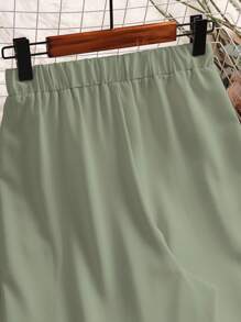 SHEIN LUNE Hơn Dây thắt lưng Quần ống rộng - xanh quân đội - Xem 3
