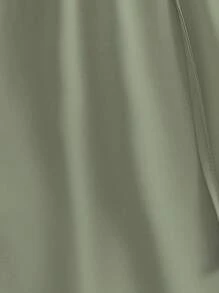 SHEIN LUNE Hơn Dây thắt lưng Quần ống rộng - xanh quân đội - Xem 4