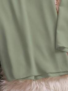 SHEIN LUNE Hơn Dây thắt lưng Quần ống rộng - xanh quân đội - Xem 7