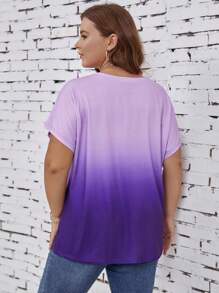 SHEIN LUNE 大碼漸層蝙蝠袖T恤 - 紫色 - 查看 2