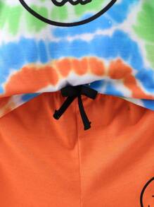 SHEIN Young Boy Tie Dye Expression Print Tee & Shorts - Multicolor - View 7