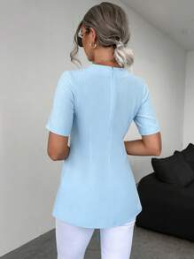 SHEIN Essnce Blusa unicolor fruncido bajo asimétrico