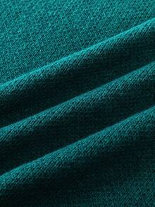 Manfinity Hypemode 男士素色落肩袖套頭毛衣 - 墨綠色 - 查看 8