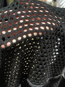 ROMWE PUNK Áo len dệt kim hở vai không có thắt lưng, đi học - màu đen - Xem 6