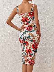 SHEIN Privé Floral Print Split Thigh Sexy Cami Dress - Multicolor - View 2