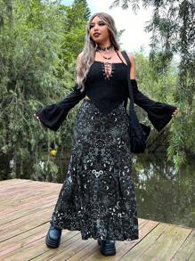 ROMWE PUNK Váy in hoa và bướm, đi học - Nhiều màu - Xem 3