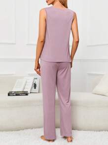 孕婦前紐扣背心上衣&可調節腰圍長褲