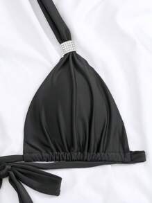 Swim SXY 環鏈掛脖三角杯比基尼泳裝 - 黑色 - 查看 6