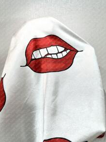 ZzzCrew Camisón de pijama de satén con estampado de labios
