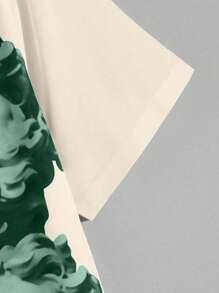 Manfinity Homme 男士雕塑圖案前紐扣襯衫 - 杏色 - 查看 3