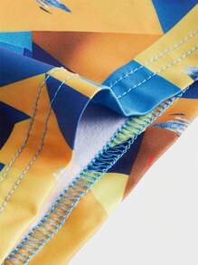 Men Geo Print Contrast Tape Boxer Brief - Multicolor - View 4