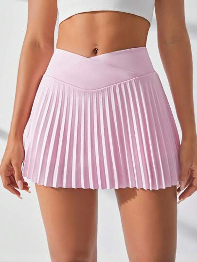 Sovereign Charm Falda pantalón deportiva con bolsillo para teléfono y bajo plisado, falda deportiva de tenis