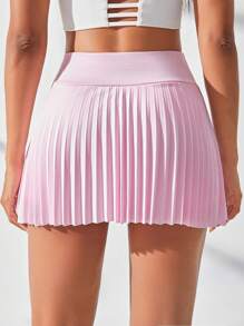 Sovereign Charm 带手机口袋的褶边运动短裙网球裙运动裙 - 淺粉色 - 查看 2