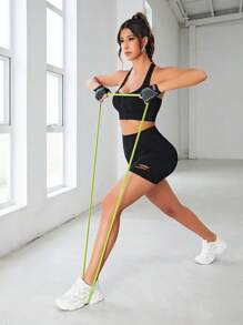 SHEIN Yoga Basic Letter Graphic Racerback Sports Bra - Black - View 5