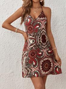 SHEIN VCAY Vestido halter con estampado de paisley - Multicolor - Ver 6