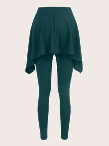 Mulvari Letter Graphic Knot Front 2 In 1 Leggings - Green - View 2