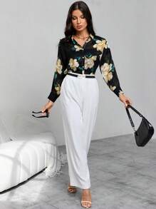 SHEIN Clasi Floral Print Button Front Shirt - Multicolor - View 6