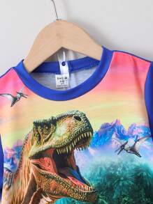 SHEIN 男小童恐龍印花T恤和短褲 - 彩色 - 查看 3