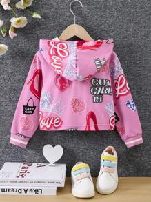SHEIN Áo nỉ in chữ dành cho bé gái - Hồng - Xem 2