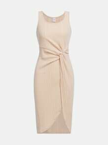 SHEIN Teen Girl Twist Front Ribbed Knit Dress