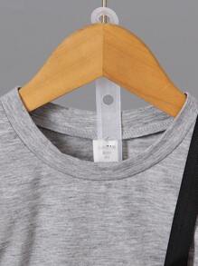 SHEIN 男小童素色T恤&帶扣細節短褲 - 彩色 - 查看 4