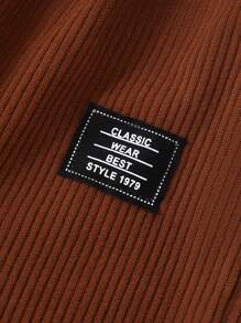 SHEIN Young Boy Letter Patched Detail Knot Front Pants - Brown - View 4