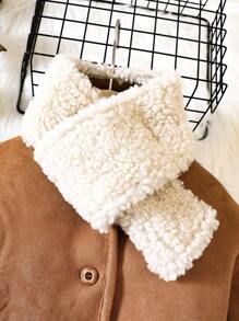 SHEIN 男小童雙口袋毛絨內襯外套&圍巾 - 鏽棕色 - 查看 4