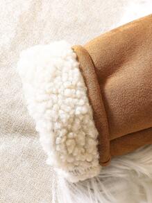 SHEIN 男小童雙口袋毛絨內襯外套&圍巾 - 鏽棕色 - 查看 5