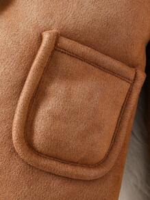SHEIN 男小童雙口袋毛絨內襯外套&圍巾 - 鏽棕色 - 查看 7