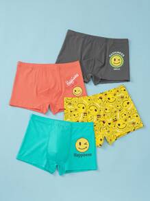 Tween Boy 4pcs Expression & Letter Graphic Boxer Brief - Multicolor - View 1