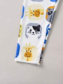 Young Boy Cartoon Graphic Contrast Binding Snug Fit PJ Set - Multicolor - View 5