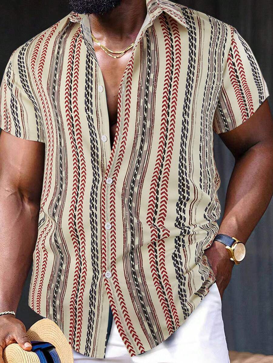 Manfinity Homme Men Geo Print Shirt Without Tee - Multicolor - View 1