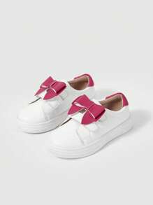 JNSQ Girls Two Tone Bow Decor Hook-and-loop Fastener Sporty Skate Shoes For Outdoor - Red - View 7