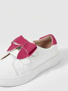 JNSQ Girls Two Tone Bow Decor Hook-and-loop Fastener Sporty Skate Shoes For Outdoor - Red - View 8