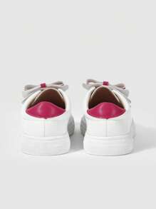 JNSQ Girls Two Tone Bow Decor Hook-and-loop Fastener Sporty Skate Shoes For Outdoor - Red - View 9