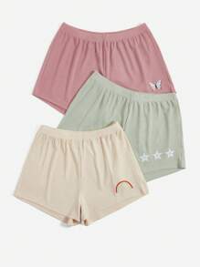 3入組圖案印花睡衣短褲