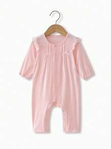 Pijamas de Bebé Niña Botón Volante Liso - Rosa - Ver 1