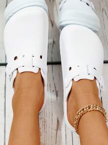 女士时尚穿孔木屐鞋，单扣封闭式鞋头透气便鞋，适合护士、实验室、医疗用途