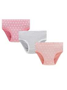 Young Girl 3pcs Polka Dot Print Brief